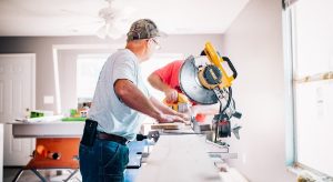 Carpentry workers work inside